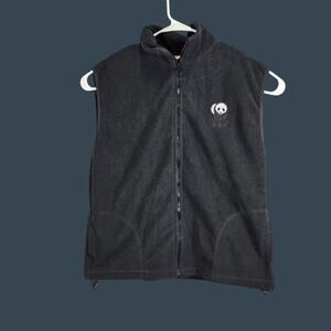 Unisex WWF L/xl Vest Black Sleeveless Fleece Zip Up Eco-Friendly Panda